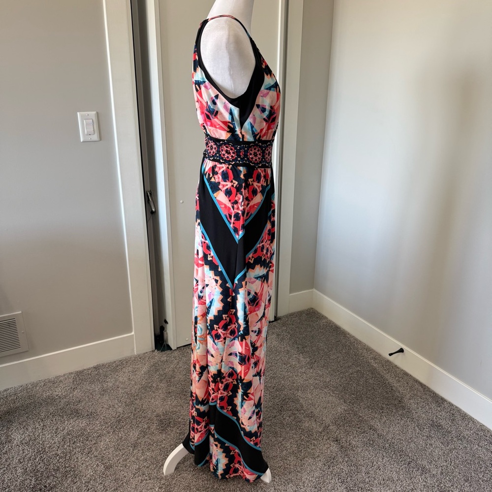 London Times Pink and Black Patterned Maxi Dress - Picture 3 of 6